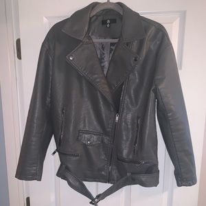 Missguided faux leather gray jacket